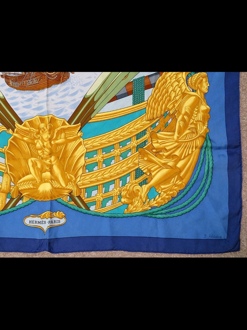 Hermes Blue White Gold Nautical Silk Scarf - Picture 6 of 12